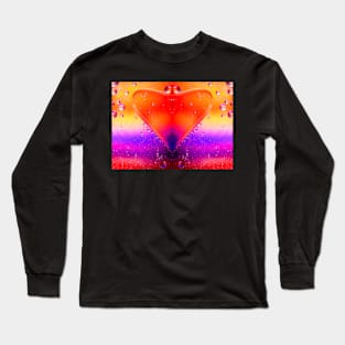 Orange Heart Purple Waves Long Sleeve T-Shirt